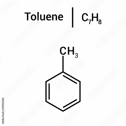 chemical structure of toluene (C7H8)