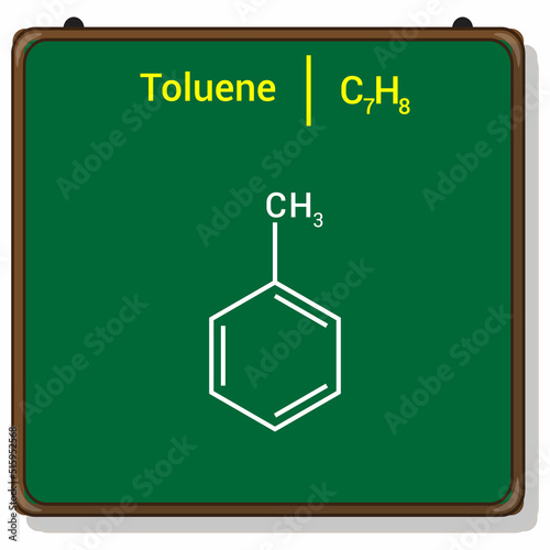 chemical structure of toluene (C7H8)