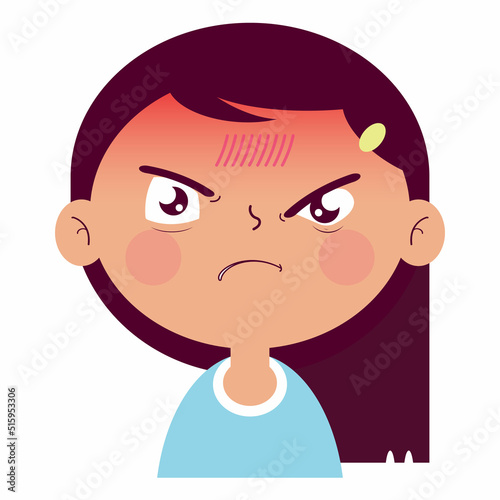 girl angry face cartoon cute