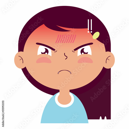 girl angry face cartoon cute