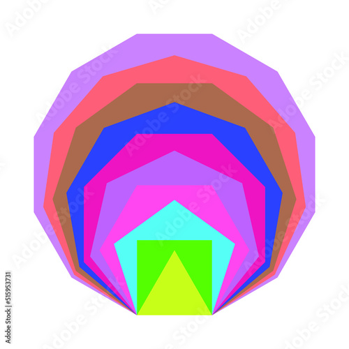 types of regular polygons. polygons with equal sides and angles. Triangle, quadrilateral, pentagon, hexagon, heptagon, octagon, nonagon, decagon, hendecagon, dodecagon vector illustration.