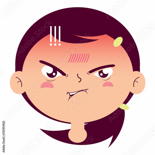 girl angry face cartoon cute