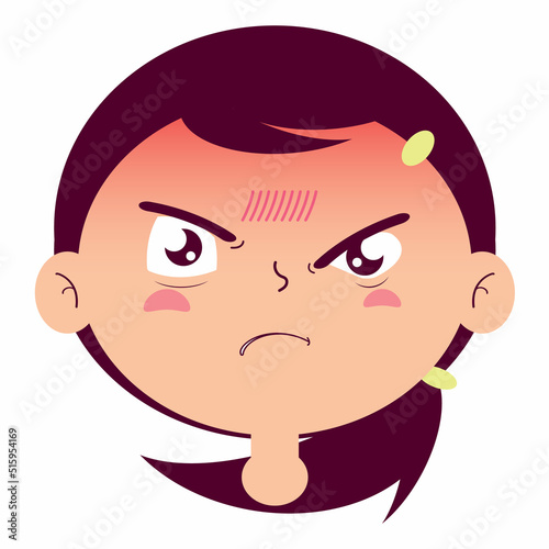 girl angry face cartoon cute