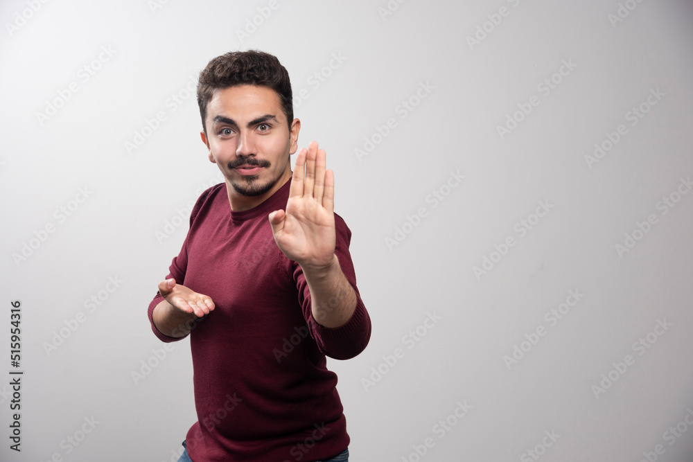 Fototapeta premium A young brunette man standing and posing