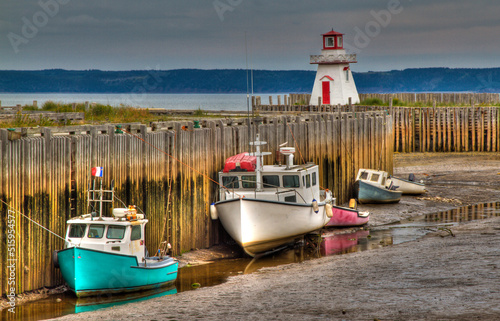 low tide lighthouse on bay of fundy