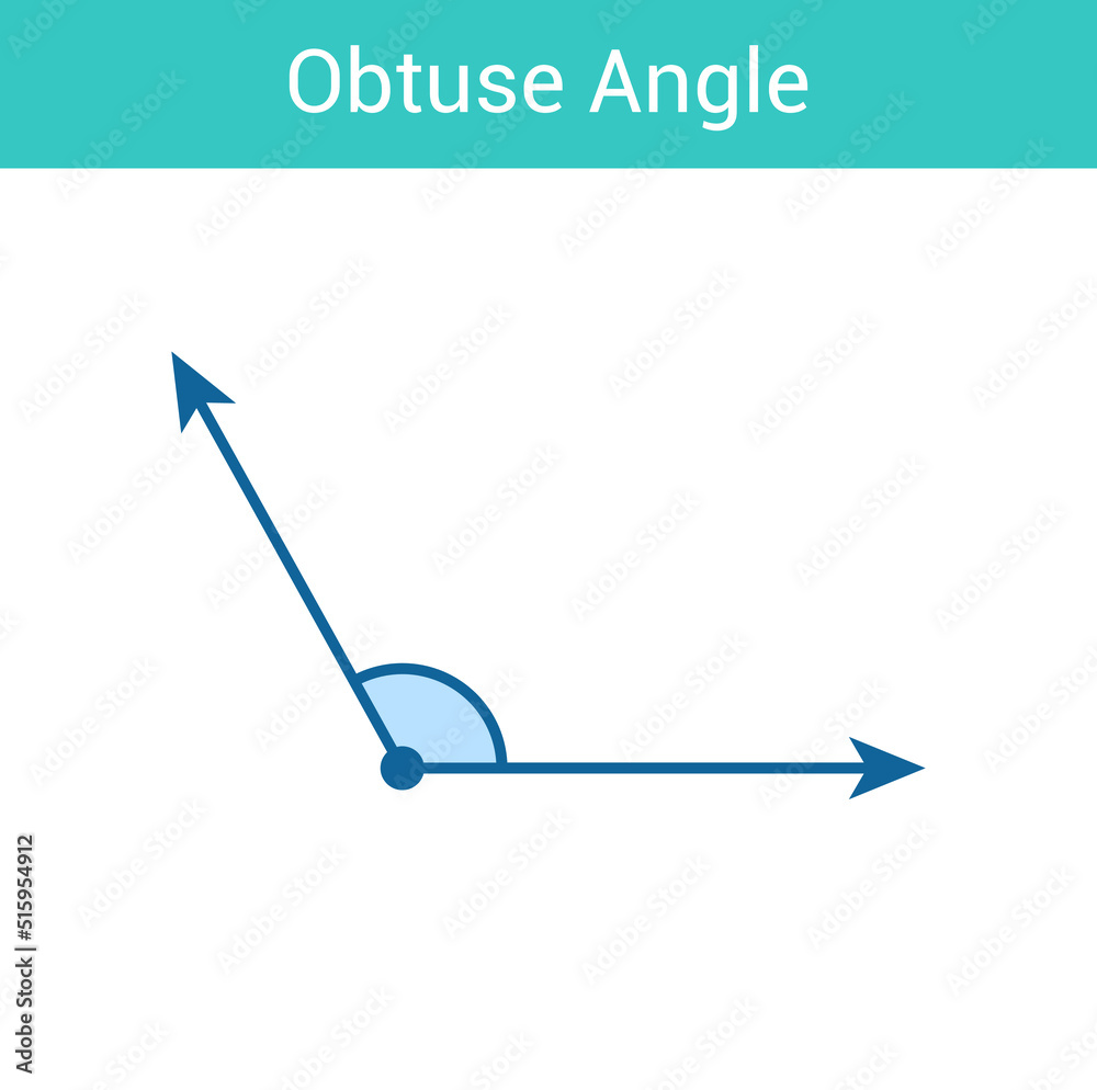 Obtuse angle for preschool kids in mathematics. Types of angles. Vector  illustration isolated on white background Stock Vector