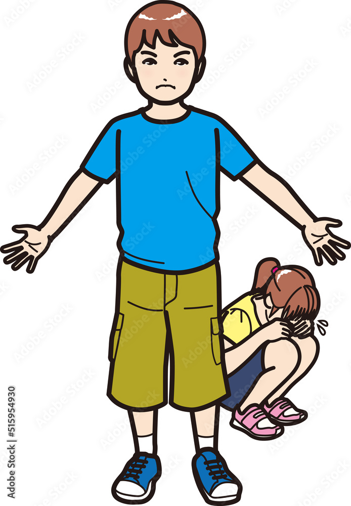 男の子、女の子を守る