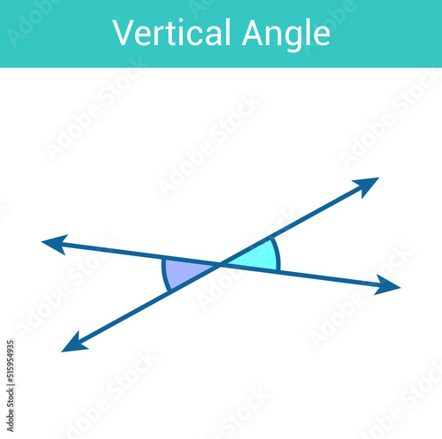 Vertical angle for preschool kids in mathematics. Types of angles. Vector illustration isolated on white background