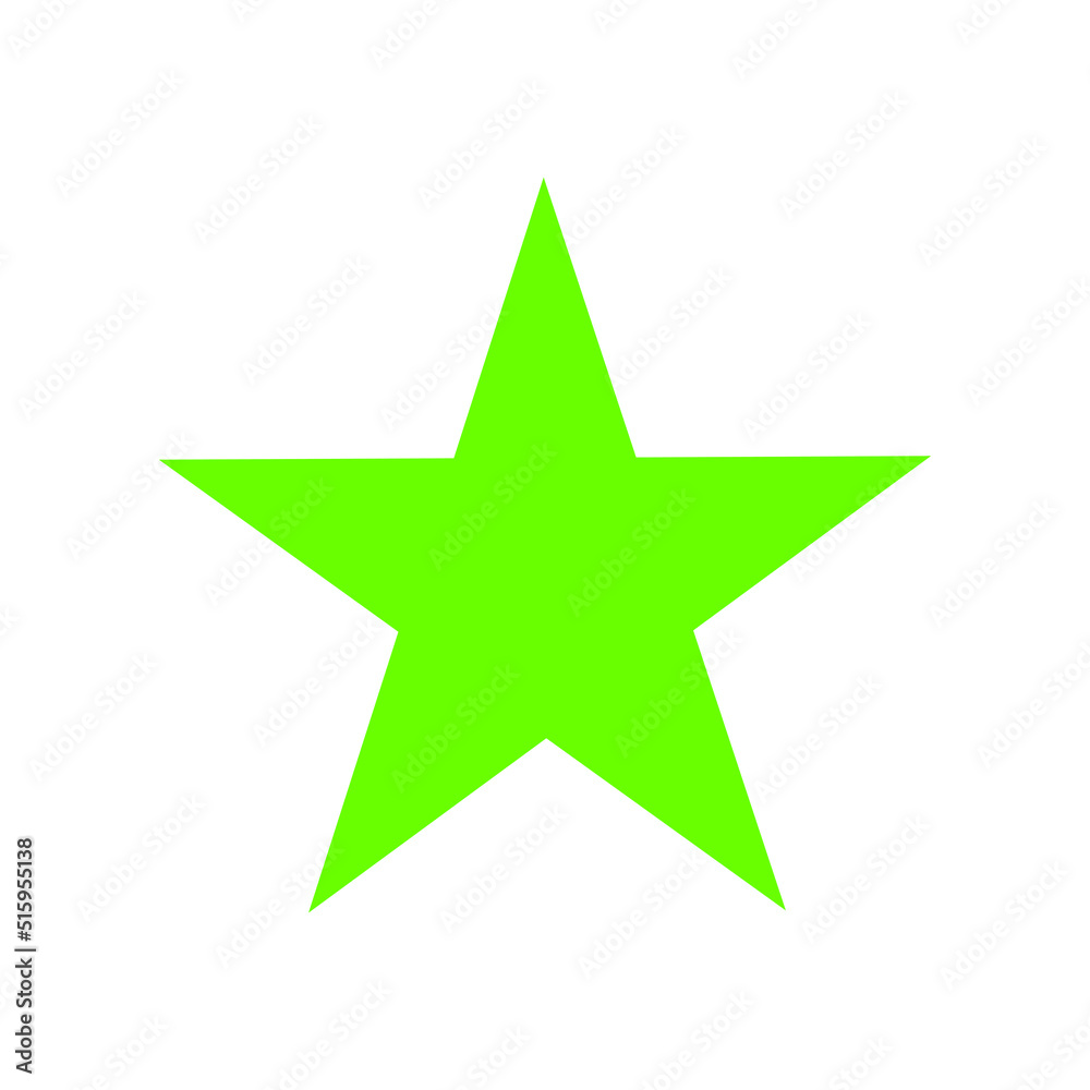2D star shape in mathematics. Green star shape drawing for kids isolated on white background 2D star shape in mathematics. Green star shape drawing for kids isolated on white background