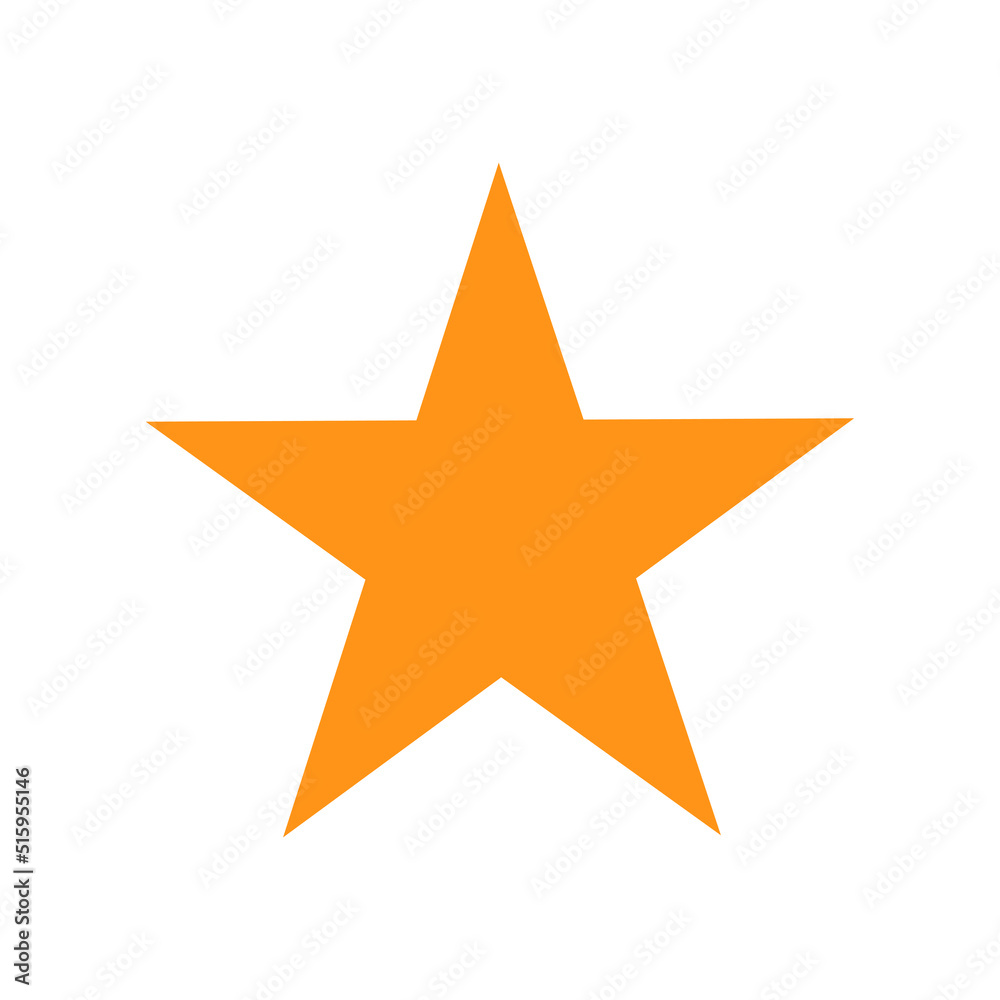 Obraz premium 2D star shape in mathematics. Orange star shape drawing for kids isolated on white background
