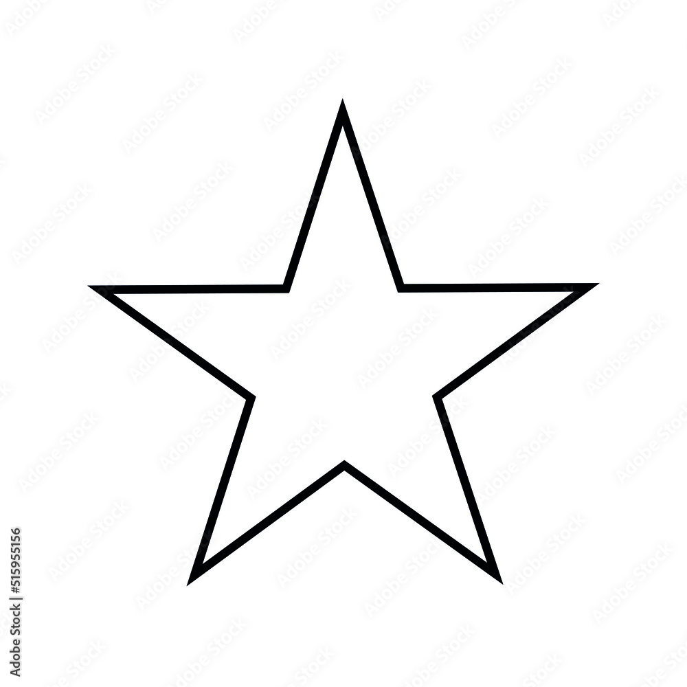 2D star shape in mathematics. Black star shape drawing for kids isolated on white background 2D star shape in mathematics. Black star shape drawing for kids isolated on white background
