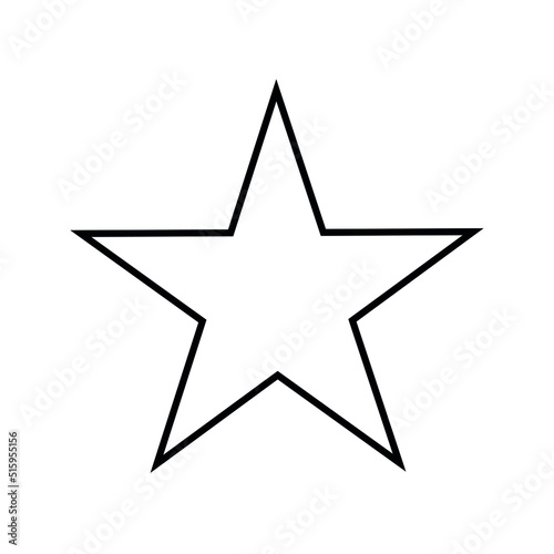 2D star shape in mathematics. Black star shape drawing for kids isolated on white background