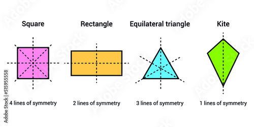 lines of symmetry in a square rectangle equilateral triangle and kite shape