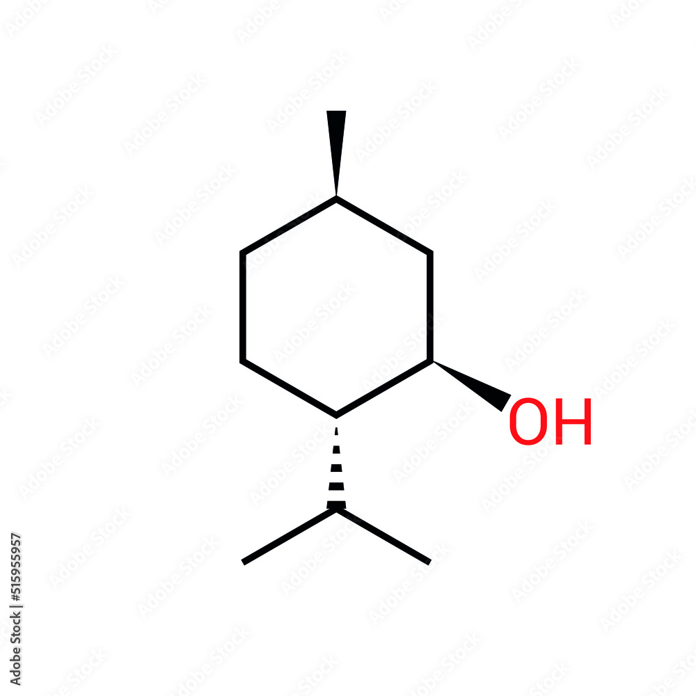 chemical structure of menthol (C10H20O)