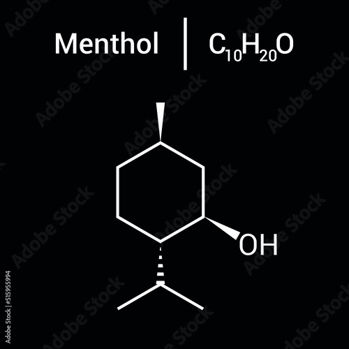 chemical structure of menthol (C10H20O) photo