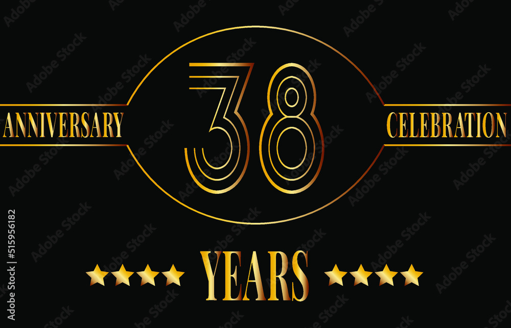 Template 38 years anniversary celebration. Banner for wedding anniversary, company and special dates.