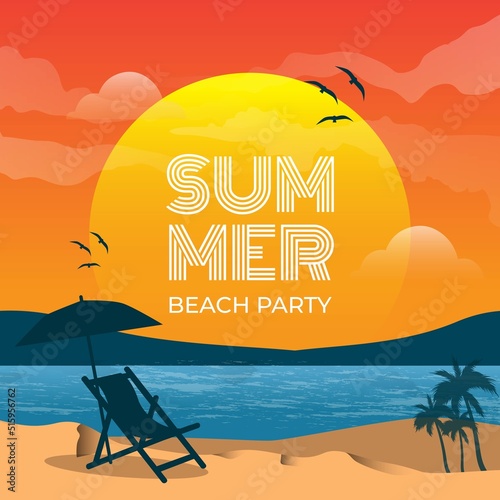 Summer beach party banner template