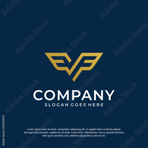 wing logo initial f premium vector