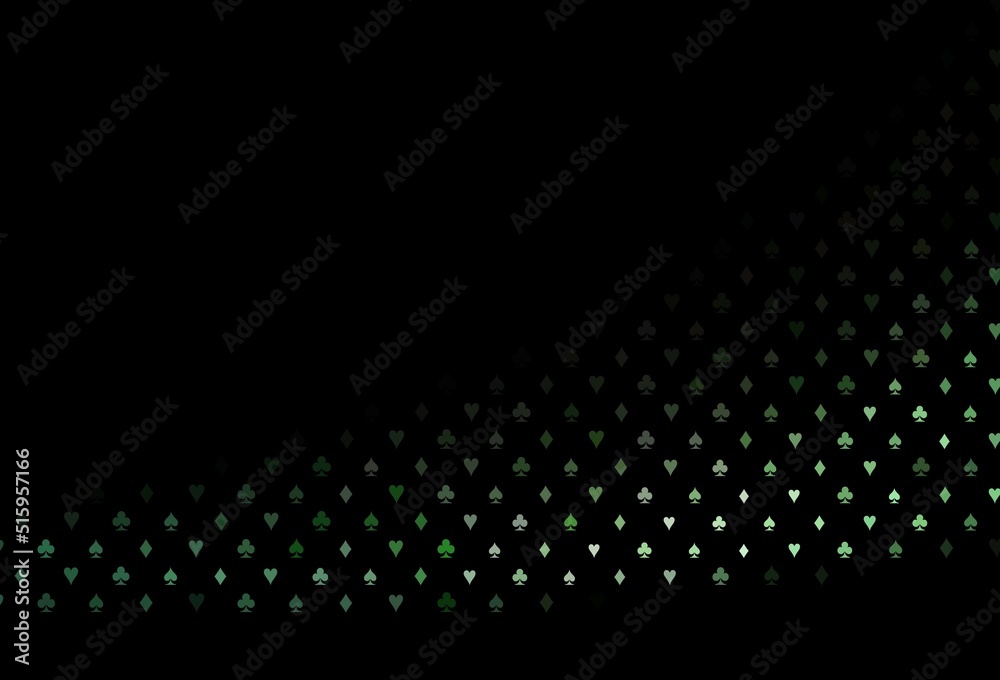Dark green vector cover with symbols of gamble.
