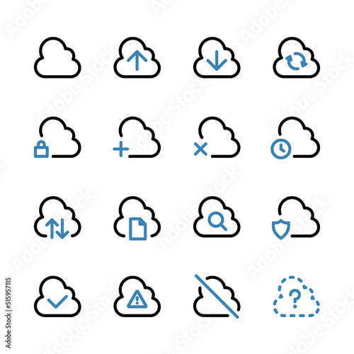 クラウドベースのシステム 色々なUIアイコンセット