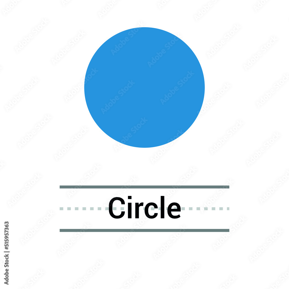 2D circle shape in mathematics. Blue circle shape drawing for kids isolated on white background 2D circle shape in mathematics. Blue circle shape drawing for kids isolated on white background