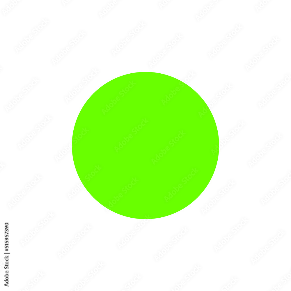 2D circle shape in mathematics. Green circle shape drawing for kids isolated on white background