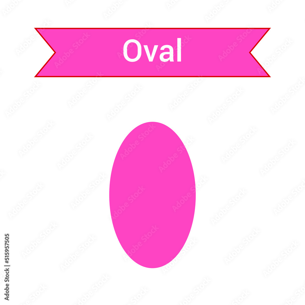 2D oval shape in mathematics. Red oval shape drawing for kids isolated on white background 2D oval shape in mathematics. Red oval shape drawing for kids isolated on white background