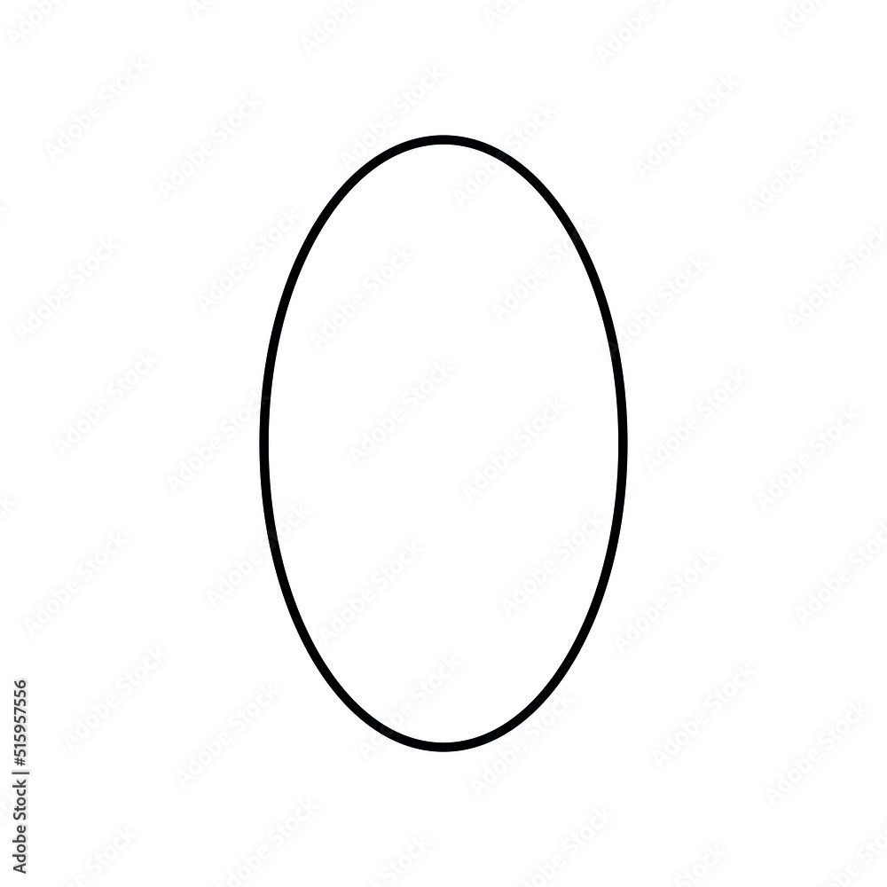 2D oval shape in mathematics. Black oval shape drawing for kids isolated on white background 2D oval shape in mathematics. Black oval shape drawing for kids isolated on white background
