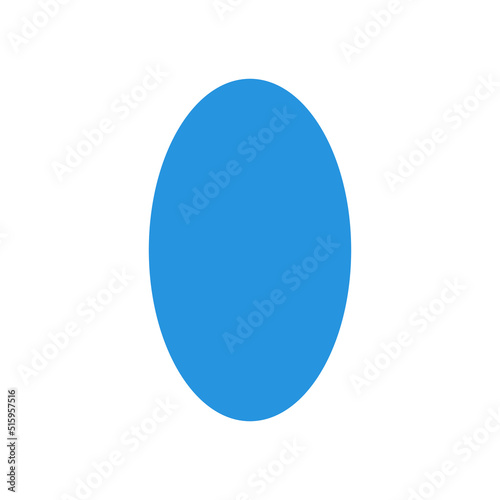 2D oval shape in mathematics. Blue oval shape drawing for kids isolated on white background