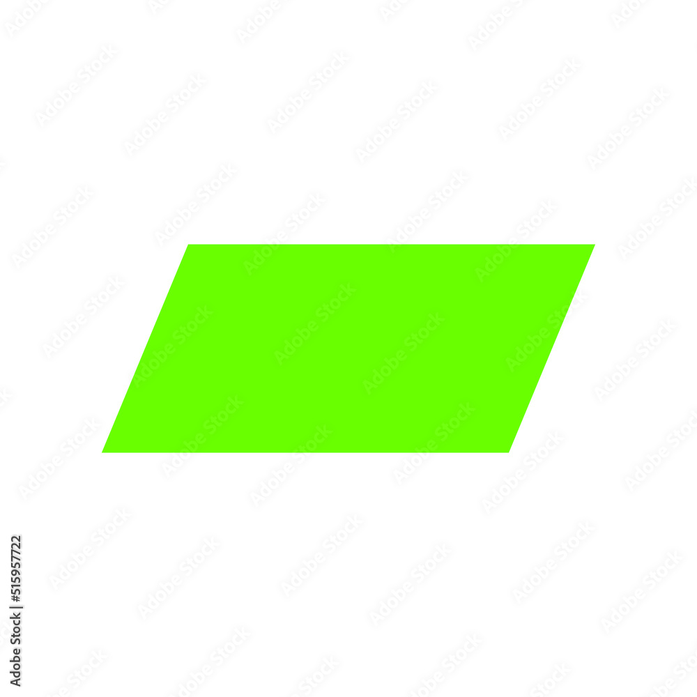 2D parallelogram shape in mathematics. Green parallelogram shape drawing for kids isolated on white background 2D parallelogram shape in mathematics. Green parallelogram shape drawing for kids isolated on white background
