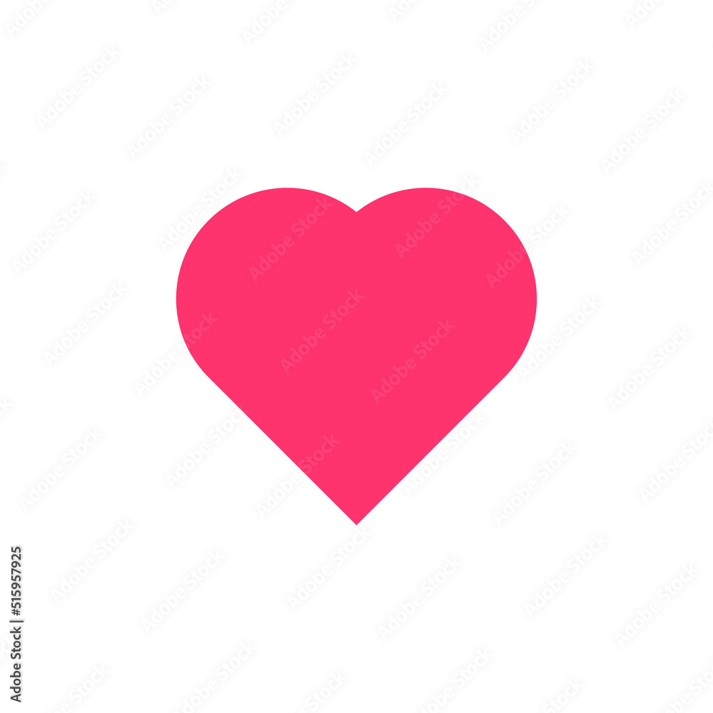 2D heart shape in mathematics. Red heart shape drawing for kids isolated on white background
