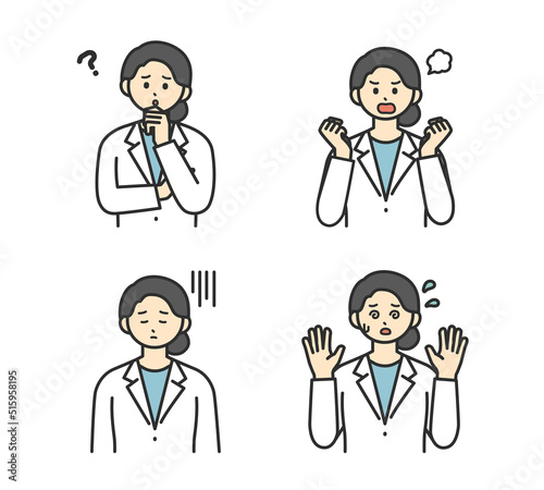 医療従事者の表情とジェスチャーのイラスト素材