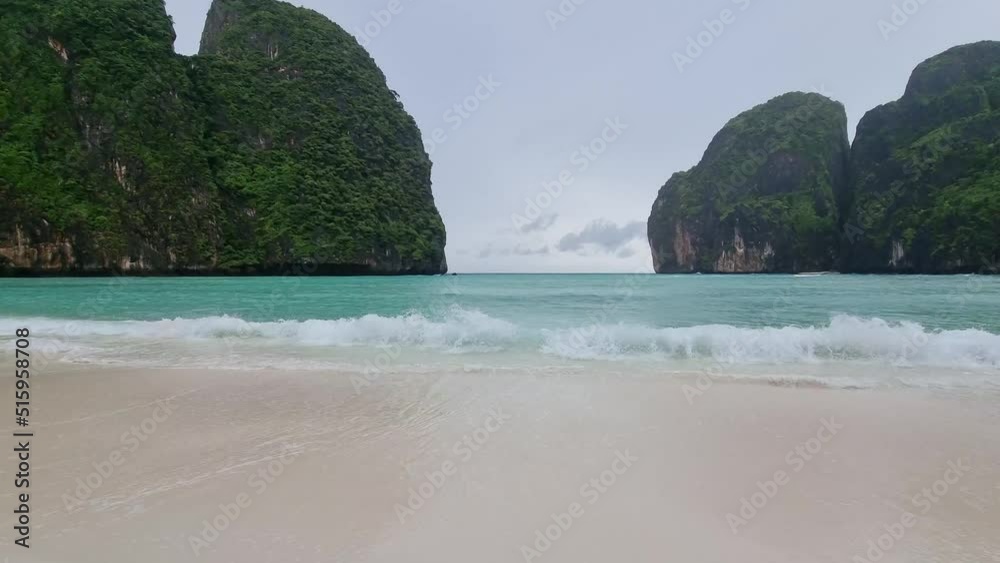 Vidéo Stock Maya Bay Koh Phi Phi during rain at the Monsoon season