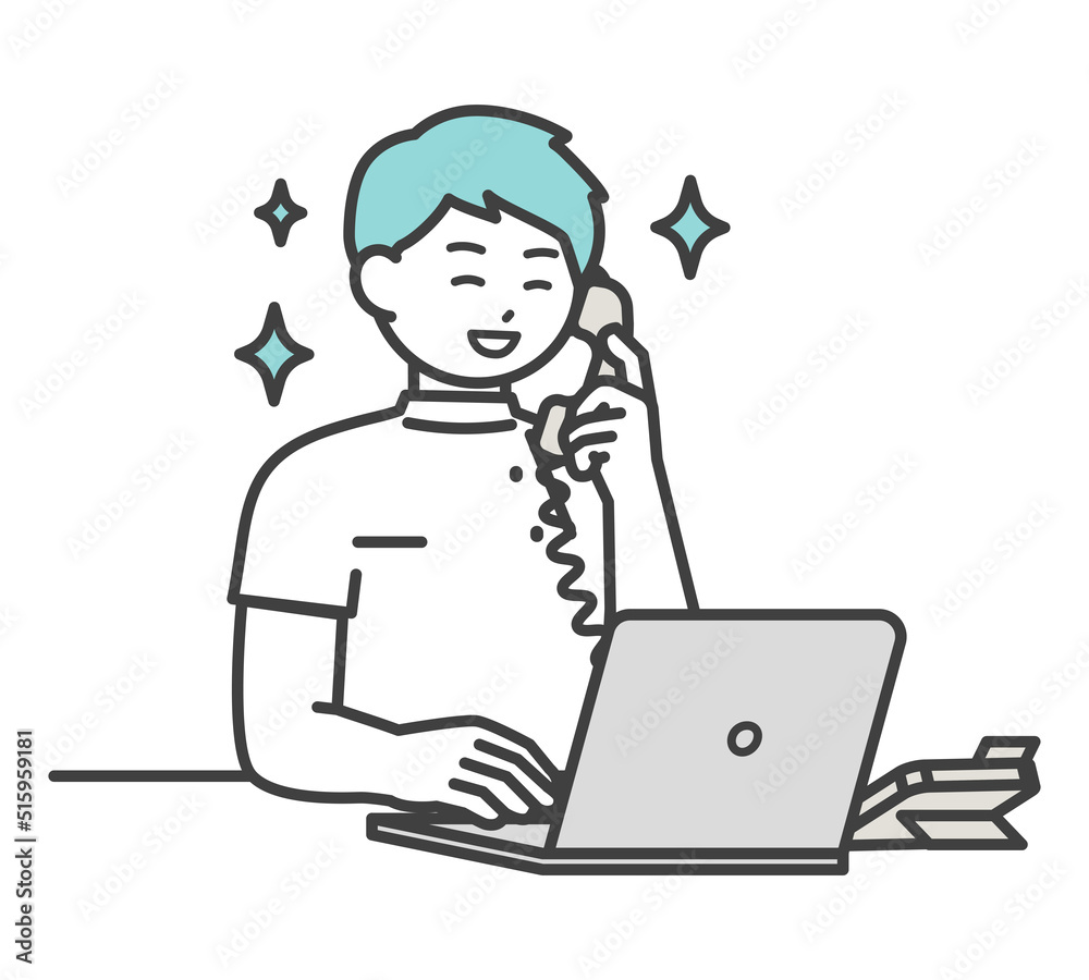 医療従事者が電話対応するイラスト素材 医療従事者が電話対応するイラスト素材
