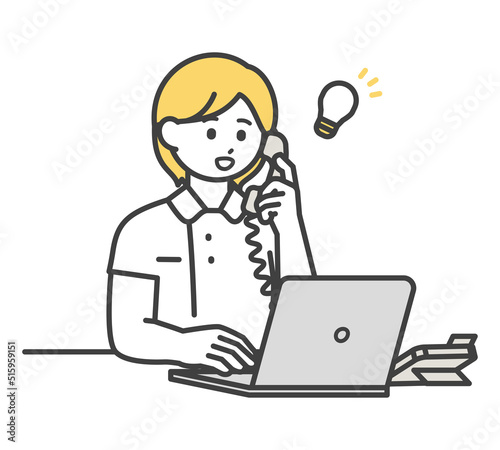 医療従事者が電話対応するイラスト素材