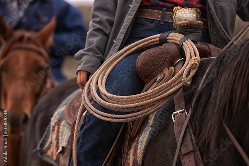 Cowboy cowgirl detail rope western saddle