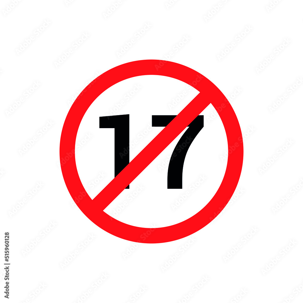 17 Seventeen plus round sign vector illustration isolated on white background 17 Seventeen plus round sign vector illustration isolated on white background