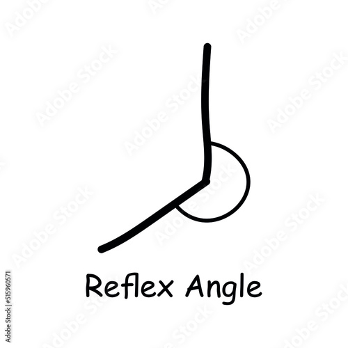 Hand drawn of reflex angle in mathematics