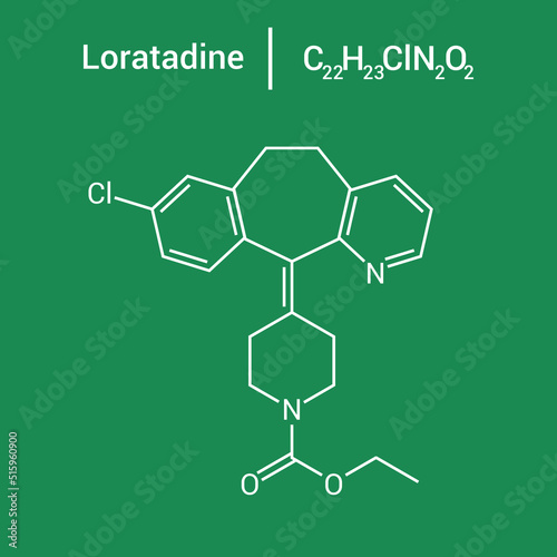 chemical structure of Loratadine (C22H23ClN2O2) photo