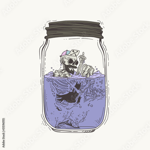 dead swamp skeleton with poison acid illustration
