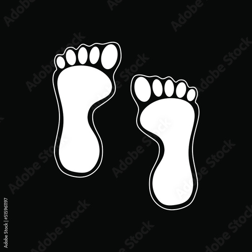foot prints or sole on black background