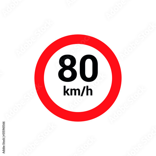 Wallpaper Mural 80 kmh speed limit sign. traffic sign vector illustration Torontodigital.ca