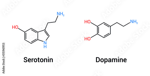 chemical structure of serotonin and dopamine photo