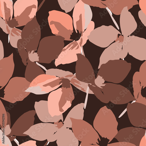 seamless plants pattern background monochrome blooming flowers , greeting card or fabric