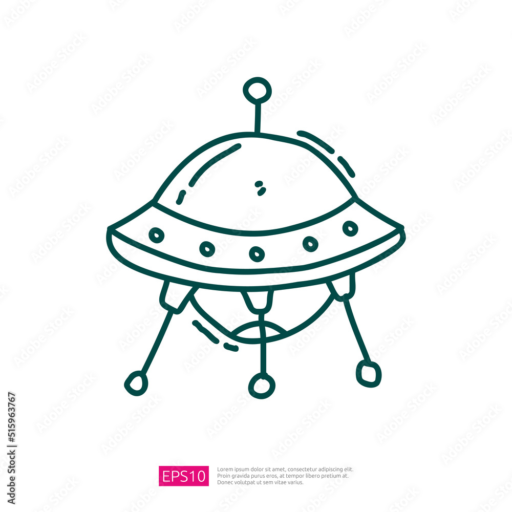 UFO Space Ship doodle Icon