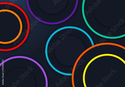 3D Circle Dynamic Shape Dimension Layers Geometric Background with Colorful Line
