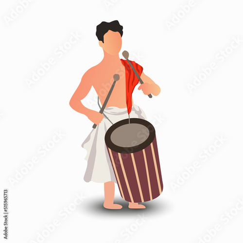 south indian musician plays chenda melam illustration photo