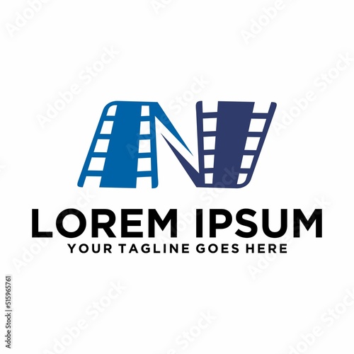 Movie video maker letter N logo