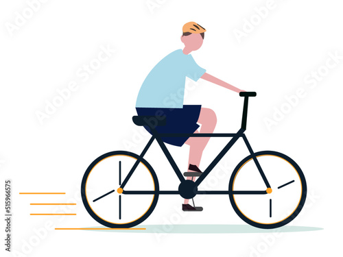 自転車に乗る男の子 漕ぐ サイクリング 乗る 運動 ベクターイラスト