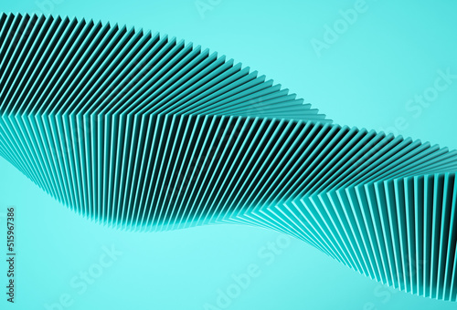 Abstract architecture background. Twist geometric shapes with blue color. 3d rendering. 3d illustration